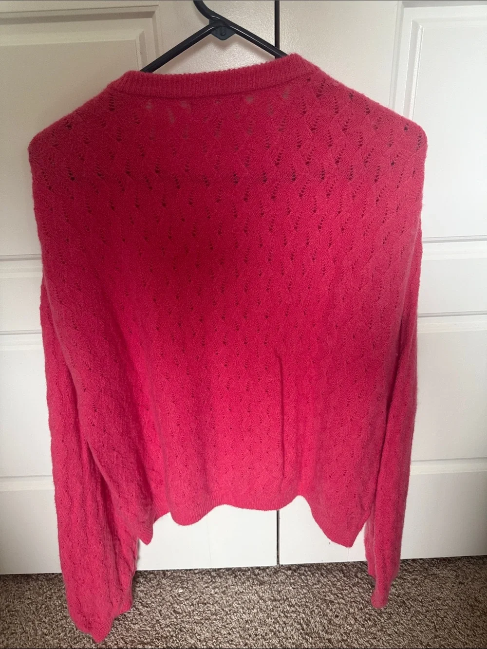 J.Crew Raspberry Pink Button-Front Cable Cardigan - Picture 2 of 4